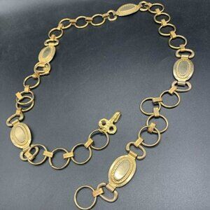VTG Signed Zentall Gold Tone Metal Chain Link Belt
